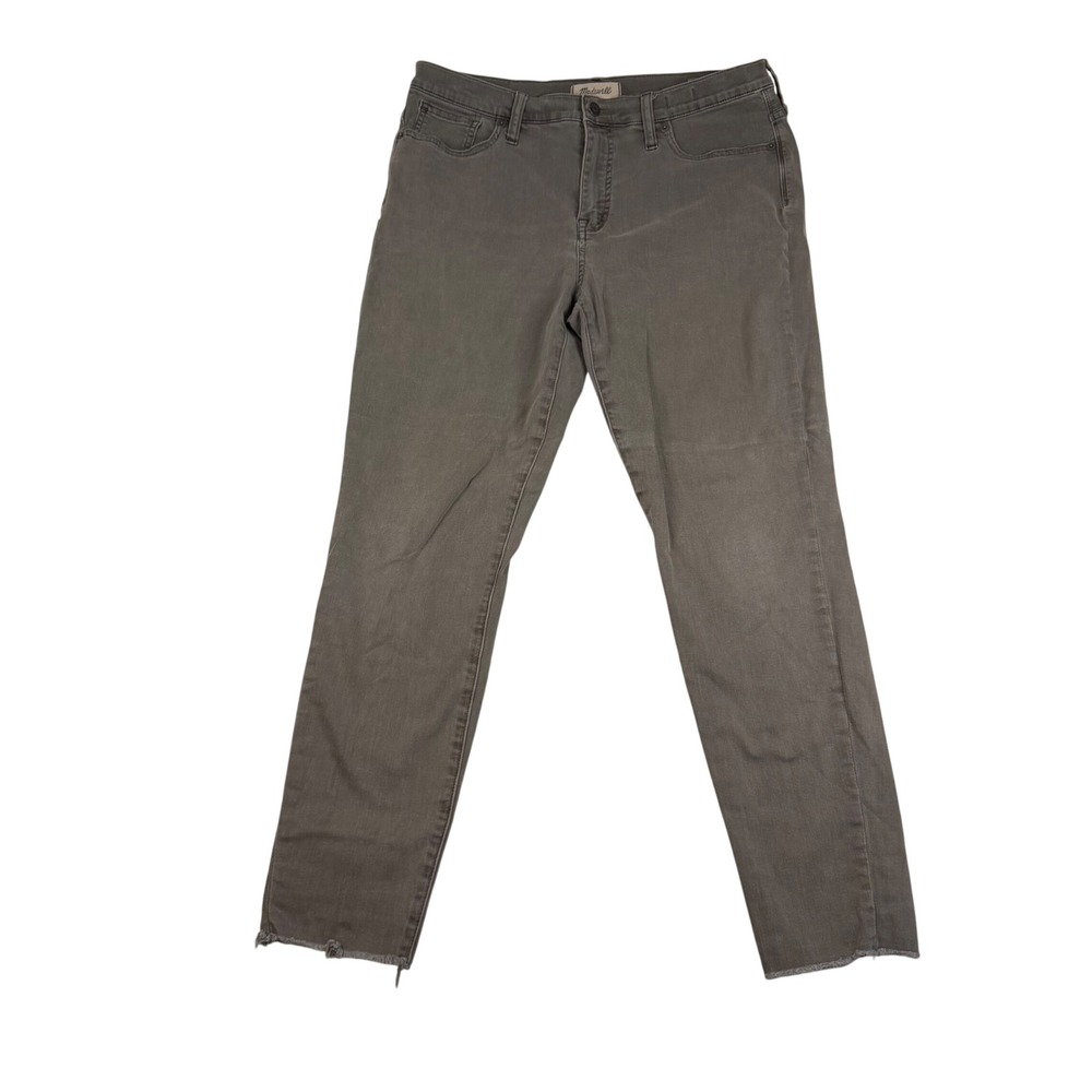 Madewell‎ 9 High-Rise Skinny Jeans Gray Raw Hem Size 32 Charcoal Denim Pants